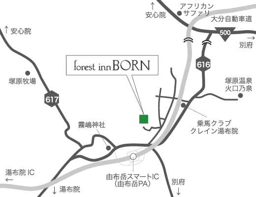 forest inn BORN（フォレスト イン ボン）の所在地マップです。国道616道